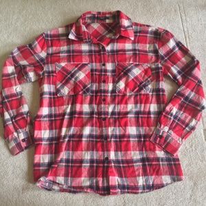 Forever 21 Red and Cream White Flannel Shirt